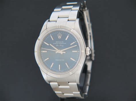 rolex air king silver dial with blue lume batons|Rolex Air King 14010M blue bar YNumber USED mens .